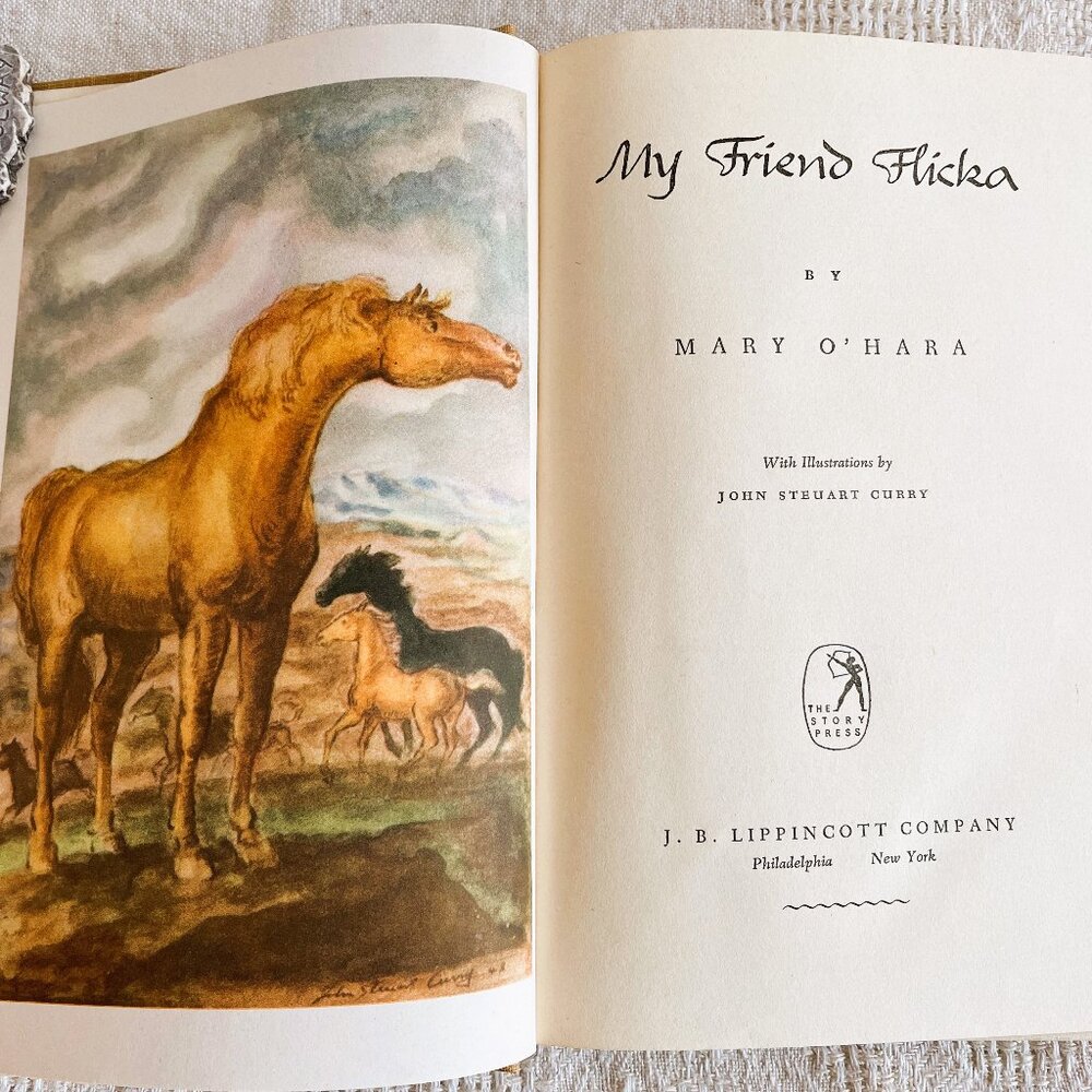 My Friend Flicka by Mary Ohara, 1941, Illustrations by John Steuart Curry